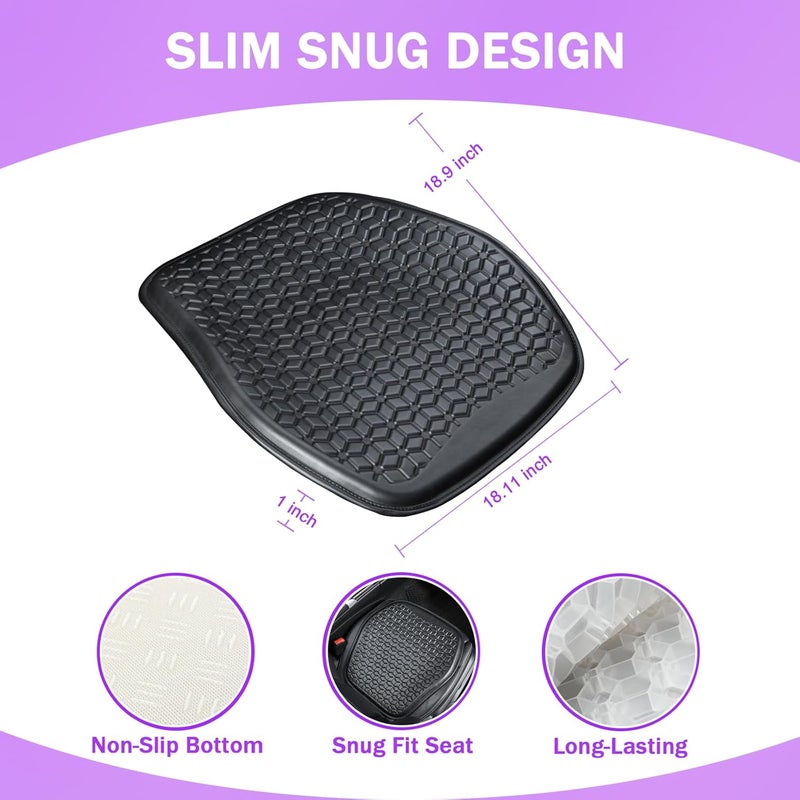 Binsheo Thin Gel Seat Cushion for Car Seat, Office Chair, Wheelchair, Golf Cart - Non-Slip Car Seat Cushions with 0.7 Inch Gel - Sciatica & Coccyx Pain Relief (Leather, Black) - Image 2
